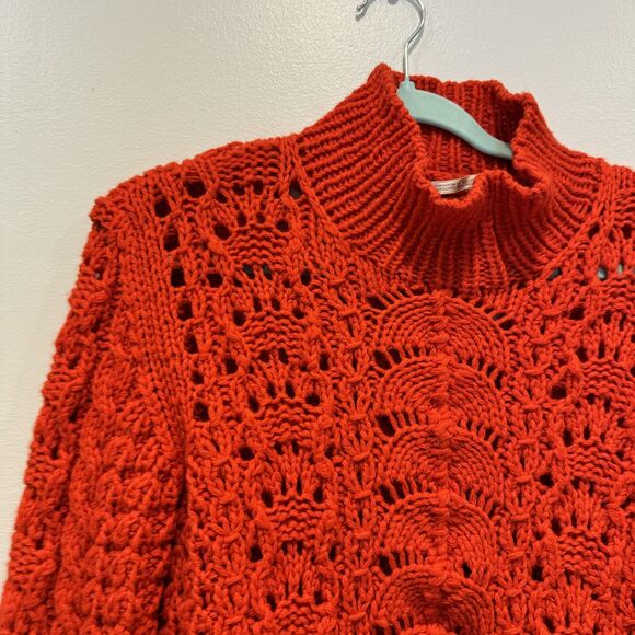 Vintage Yohji Yamamoto Sweater 100% Wool Chunky Knit Red Turtleneck Women Medium - Picture 3 of 9